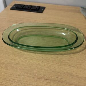 Depression Uranium Glass Oval Dish